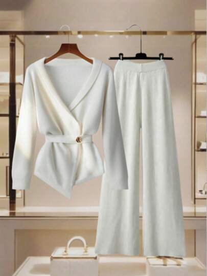 GlowEve 新款欧美时尚混色优雅百搭针织撞色毛衣套装