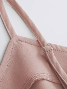 Franclia Casual Khaki Blazer Jacket Paired With Spaghetti Strap Waist Cinched Straight Dress, Women's 2 Pieces Suit Set, Versatile For Commute & Leisure, Spring/Autumn