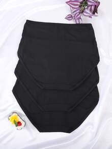 SHEIN 3pcs/Pack Plus Size Women's Comfortable Solid Color Panties - Black - View 2