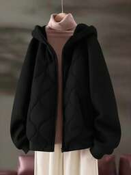 Linhara プラスサイズ レディース カジュアル パッチワーク ルーズフィット ジャケット 秋冬