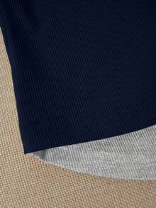 Franclia 女士优雅时尚简约百搭修身长袖二合一T恤，春秋季 - 寶藍色 - 查看 4