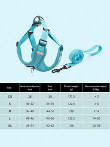 1PC Reflective Adjustable Dog Harness Vest, Breathable Mesh Soft Comfortable Pet Harness And Leash Set For Outdoor Walking Safety For French Bulldog Small Medium Dogs All Seasons - 藍色 - 查看 14