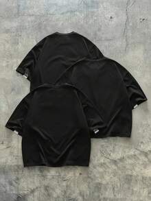 AXEPEAK 3件套男士圆领短袖撞色印花T恤 - 黑色 - 查看 2