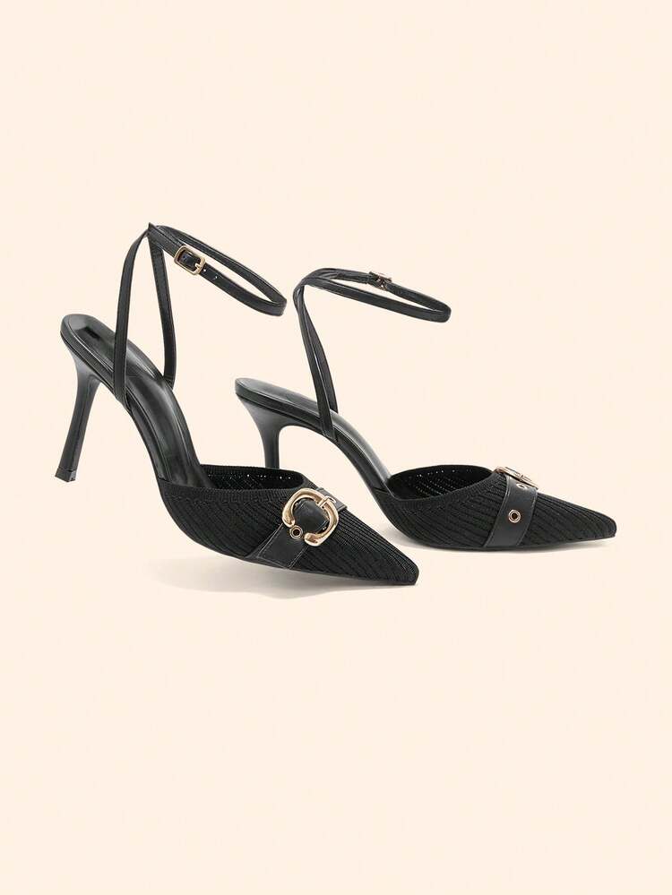 CUCCOO BASICS Women's Pointed Toe Buckle Design Everyday Versatile Fashion High Heels For Christmas