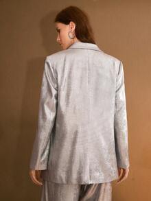 MOTF PREMIUM Quần ống rộng kim loại thời trang và rộng rãi - Bạc - Xem 3