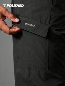 Acti Log Boyfriend Style Men Drawstring Waist Flap Pocket Side Sports Pants Fall Fall Breathable Sweat-Wicking Lightweight Comfortable Running Muscle Minimalist Design Slim Fit For Workout Joggers Gymwear - Black - View 6