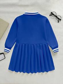 SHEIN Explorewe Young Girls' Minimalist Printed Long Sleeve Dress