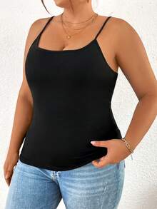 SHEIN Essnce Plus Size Women's Summer Slim Fit Casual 3pcs Solid Color Vests - Khaki - View 2