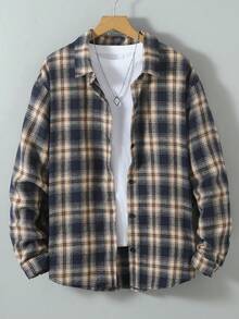 Mirajuku 1 件青少年男孩休闲格子长袖衬衫，适合秋季，可单独穿着或搭配白色 T 恤、牛仔裤和休闲鞋 - 彩色 - 查看 8