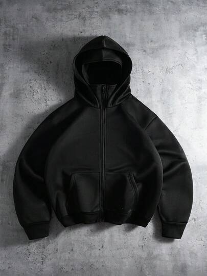 PAVTROS Men's Solid Color Long Sleeve Zip-Up Double-Layer Hooded Sweatshirt, Autumn/Winter Hoodie Jacket Cropped Zip Up Men Men S Street Wear Zip Up Black Hoodie Men Zip Up Hoodie Zipper