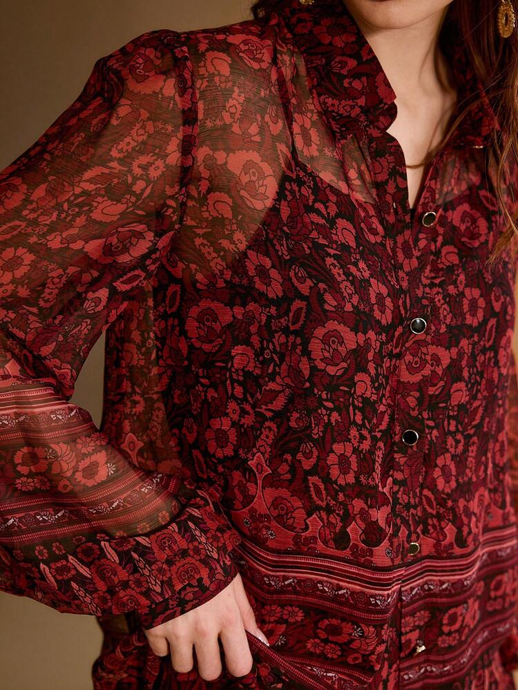 ELEGANT LIGHTWEIGHT FLORAL PRINT SHIRT & SKIRT