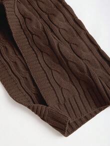 Sweetra 女士休闲舒适针织毛衣上衣和长裙两件套，秋冬季 - 咖啡棕 - 查看 7