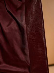 MOTF PREMIUM WOMEN'S PU LEATHER BELTED JACKET - Burgundy - View 8