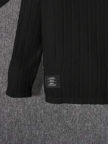 Young BoyCasual Comfortable Knitted Turtleneck Long Sleeve Top - Black - View 3