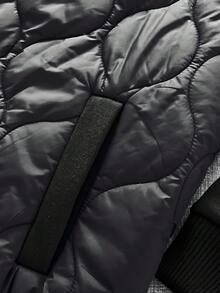 EMERY ROSE Plus Size Women Casual Patchwork Cotton Loose Fit Jacket, Autumn/Winter