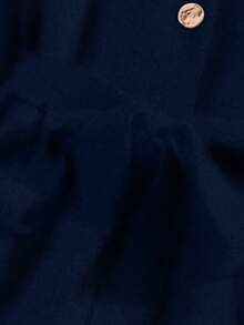 SHEIN Franclia 女士圆领纽扣配腰带长款针织毛衣裙 - 藏蓝色 - 查看 4