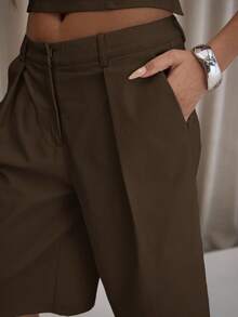 MUSERA Shorts rectos plisados de corte largo, elegantes, sexys, para usar en la calle, salidas nocturnas, fiestas de invierno, Día de San Valentín