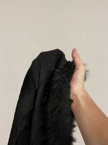 SHEIN ICON Women's Retro Bohemian Sexy Y2K Knit Jacquard Patchwork Fur Collar Brown T-Shirt,Black Top - Black - View 9