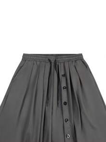 Manfinity EMRG 新款男士休闲阔腿宽松七分灯笼裤，独特设计 - 深灰色 - 查看 5