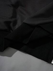 ROMWE MEN Casual 男士秋冬几何印花拼接拉链连帽卫衣 - 黑色 - 查看 4