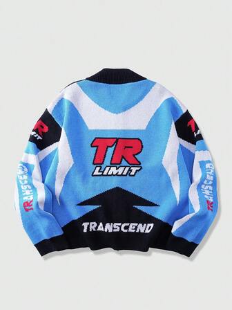 Street Life Cardigan in maglia jacquard da uomo, stile sportivo