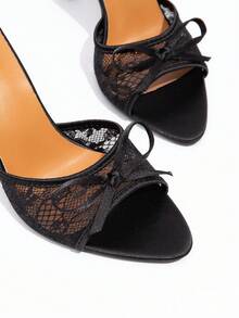 CUCCOO CHICEST New Fashionable Versatile Rhinestone Bow Strap Stiletto High Heel Sandals For Christmas