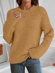 EMERY ROSE Premium aufgewerteter dicker Damen Crew Neck Pullover in Grau