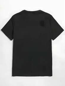 Mujer camiseta casual moda gráfico Sagrada Familia flores rosa tela ligera color sólido ajuste holgado cuello redondo manga corta primavera verano uso diario T-shi rt - Negro - Ver 2