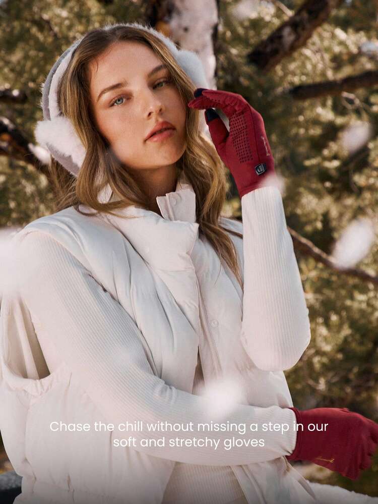 FeatherFit™ Chase The Chill Luvas Elásticas Respiráveis, Reflexivas, com Botão de Pressão, Compatíveis com Tela de Toque, Revestimento de Silicone Antiderrapante, para Corrida, Caminhada, Atividades ao Ar Livre, Exercícios e Uso em Feriados, Natal e Inverno