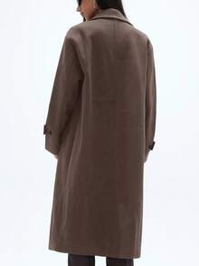 GENKIRA 秋冬新款宽松柔软羊毛大衣女装，优雅风范 - 咖啡棕 - 查看 2
