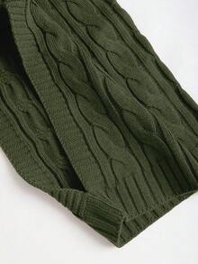 Sweetra 两件套休闲时尚女士卡其色宽松长袖短款毛衣和半身针织裙套装，秋冬款 - 軍綠色 - 查看 7