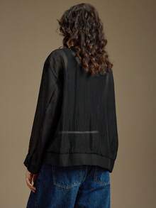 Ontre 2026春夏新款女士外套，透明风衣，开襟外套，高端优雅，现代都市休闲商务正装，低调复古风，高品质机场时尚，高端面料，高级质感，度假必备，四季皆宜，派对及情人节适用，百搭叠穿 - 黑色 - 查看 3