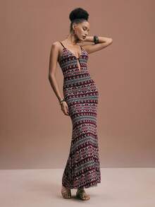 JIAN LASALA All Over Print Mesh Sexy Spaghetti Strap Sleeveless Boho Maxi Dress Women Vacation Holiday African Dress Long Dress Summer Bodycon Maxi Dress Women Cruise Dinner Dress Long Boho Dress Boho Print Dress Sundress For Women Bodycon Dress Boho Dress For Women Havana Nights Outfit Backless Maxi Dress Women Sexy Maxi Dress Elegant Ibiza Outfits Graphic Dress Long Dress Women Beach Dress Beach Wedding Guest - Multicolor - View 6