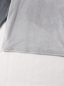 2件套青少年男童休闲加绒抓绒插肩袖撞色卫衣和长裤家居服套装，秋冬款