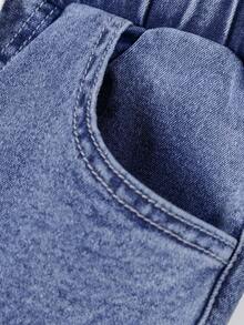 Tween Boys' Elastic Waist Drawstring All-Match Simple Versatile Comfortable Stretchy Slim Fit Light Grey Jeans - Light Wash - View 4