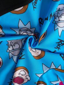 Rick and Morty X SHEIN 男士柔软透气卡通印花平角内裤 - 藍色 - 查看 7