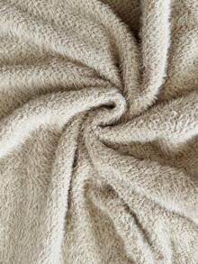 GlowEve 女士金属纽扣装饰宽圆领长袖T恤，休闲宽松，秋冬款 - 杏色 - 查看 8