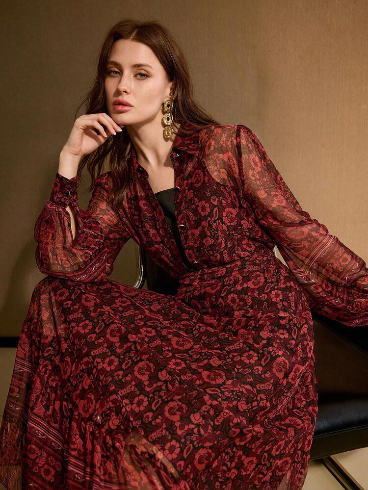 ELEGANT LIGHTWEIGHT FLORAL PRINT SHIRT & SKIRT