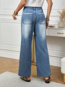 EMERY ROSE Jeans de mezclilla casual con bolsillos para mujer