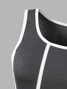 Sparklyn Teen Girl Casual Fashion American Style Cropped Hoodie Sweatshirt Paired With Contrast Trim Knit Fabric Tank Top And Loose Fit Knit Fabric Pants, Comfortable For Everyday Wear, Suitable For Spring And Autumn, Suitable For Commuting, Outing, Party, Photo Shooting, Shopping