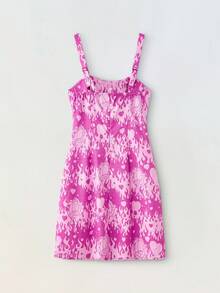 Maija GARFIELD | SHEIN Women's All-Over Print Ruched Bust Cami Dress - Hot Pink - View 7