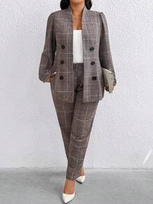EMERY ROSE Plus Size Women Vintage Style Suit Set, Autumn/Winter
