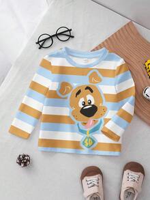 SCOOBY-DOO X SHEIN 男婴条纹卡通图案长袖上衣