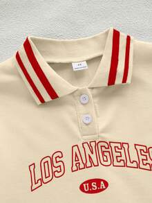 SHEIN Explorewe Váy dài tay in họa tiết tối giản dành cho bé gái - Màu vàng - Xem 4