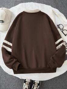 SHEIN 少女休闲拉链运动衫，简约时尚，适合日常穿着、度假穿着、夏季穿着、旅行穿着 - 摩卡棕 - 查看 2