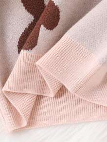 SHEIN Suéter de cuello redondo de manga larga tejido para bebés niños y niñas, cómodo para otoño/invierno, color camello versátil, con estampados de oso de caricatura y corazones en jacquard, lindo y de moda, adecuado para uso diario, salidas, viajes, escuela y fiestas - Multicolor - Ver 9