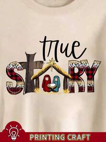 EMERY ROSE Women's Minimalist Print Long Sleeve Drop Shoulder Crew Neck Sweatshirt - Apricot - View 4