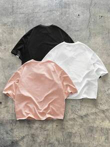 AXEPEAK 3pcs/Set Men's Crew Neck Short Sleeve Contrast Color Print T-Shirts - Multicolor - View 2
