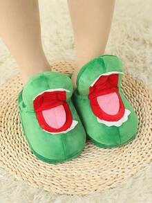 MINKOJA 趣味咬人鳄鱼拖鞋，新奇动物造型家居鞋，男女皆宜，可爱搞怪礼物，防滑室内/室外舒适，成人舒适毛绒拖鞋，爆款礼物之选 - 綠色 - 查看 4
