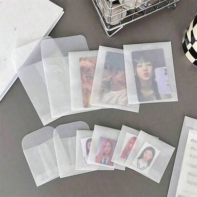 10个硫酸纸半透明卡片保护套，防水文件/照片收纳袋，圣诞节